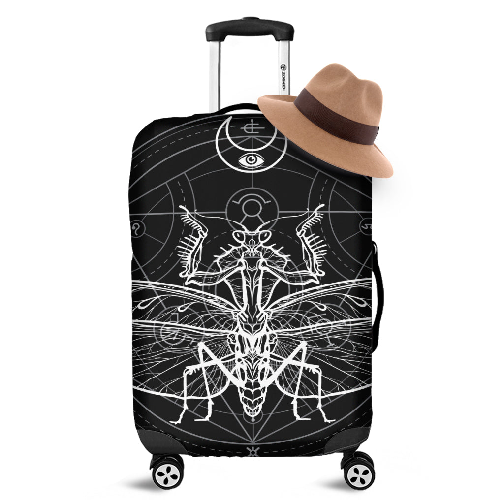 Black And White Mantis Spirit Print Luggage Cover