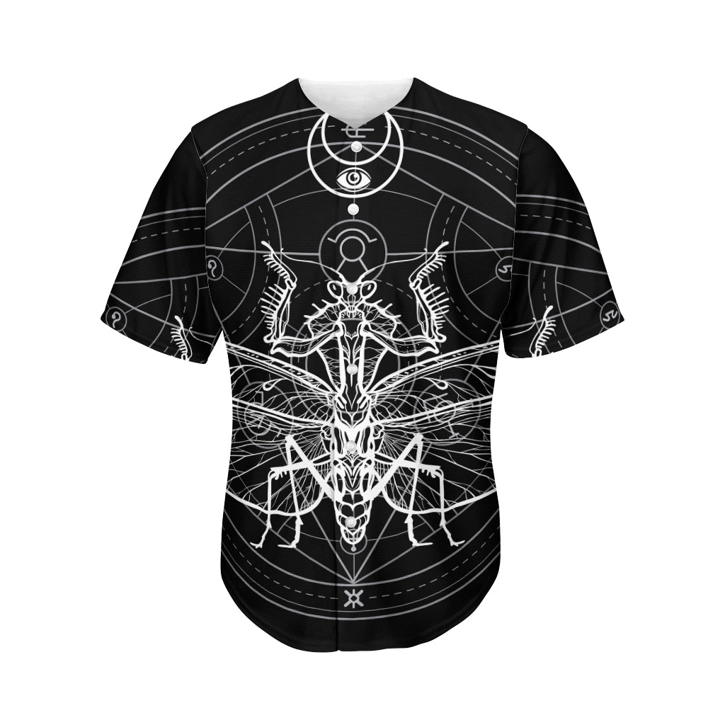 Black And White Mantis Spirit Print Men's Baseball Jersey