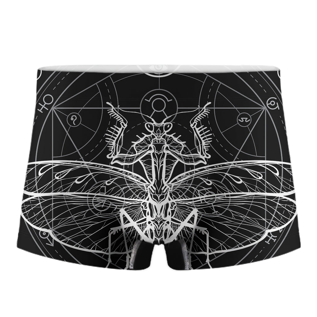 Black And White Mantis Spirit Print Men's Boxer Briefs
