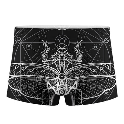 Black And White Mantis Spirit Print Men's Boxer Briefs