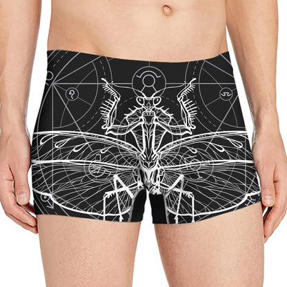 Black And White Mantis Spirit Print Men's Boxer Briefs