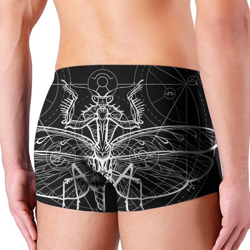 Black And White Mantis Spirit Print Men's Boxer Briefs