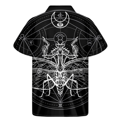 Black And White Mantis Spirit Print Men's Short Sleeve Shirt