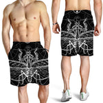 Black And White Mantis Spirit Print Men's Shorts