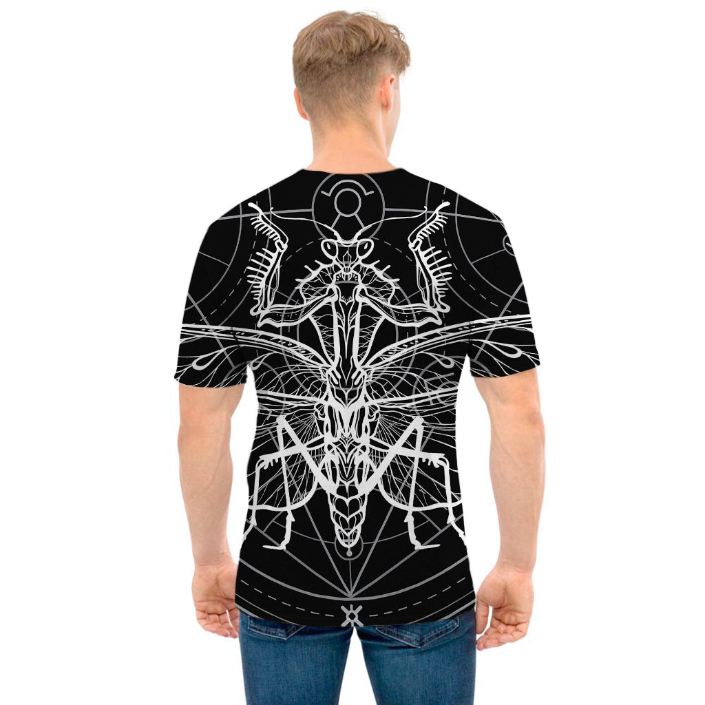 Black And White Mantis Spirit Print Men's T-Shirt