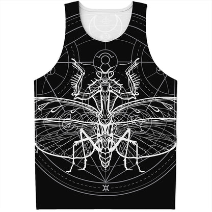 Black And White Mantis Spirit Print Men's Tank Top
