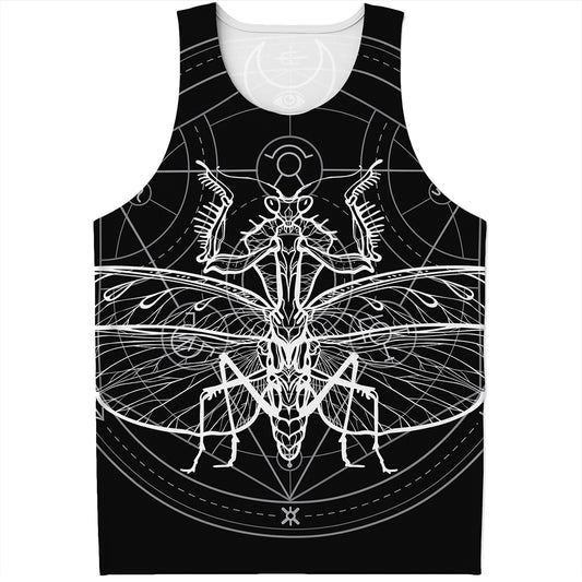 Black And White Mantis Spirit Print Men's Tank Top