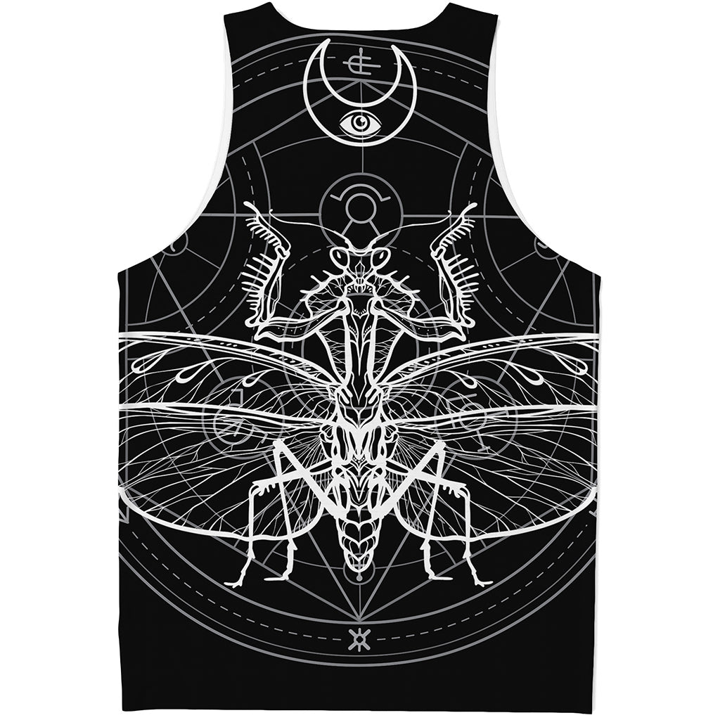 Black And White Mantis Spirit Print Men's Tank Top