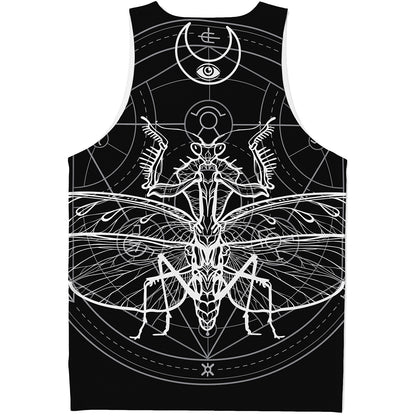 Black And White Mantis Spirit Print Men's Tank Top
