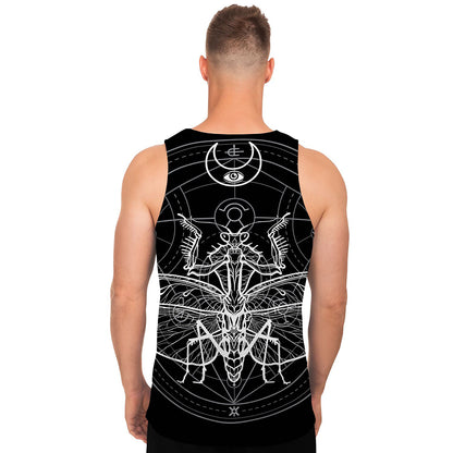 Black And White Mantis Spirit Print Men's Tank Top