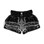 Black And White Mantis Spirit Print Muay Thai Boxing Shorts