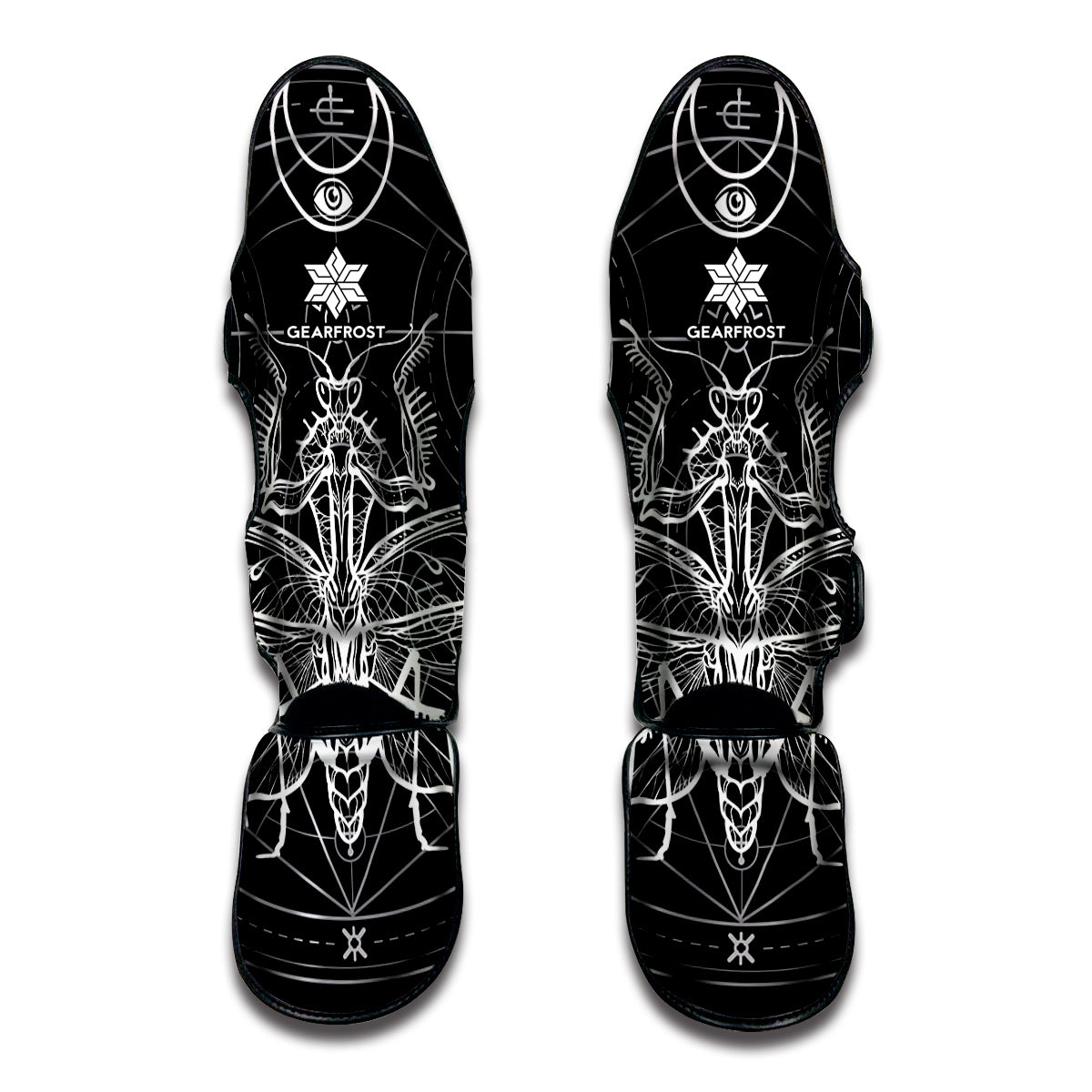 Black And White Mantis Spirit Print Muay Thai Shin Guard