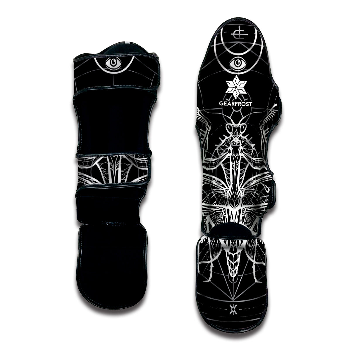 Black And White Mantis Spirit Print Muay Thai Shin Guard