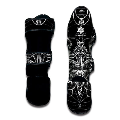 Black And White Mantis Spirit Print Muay Thai Shin Guard