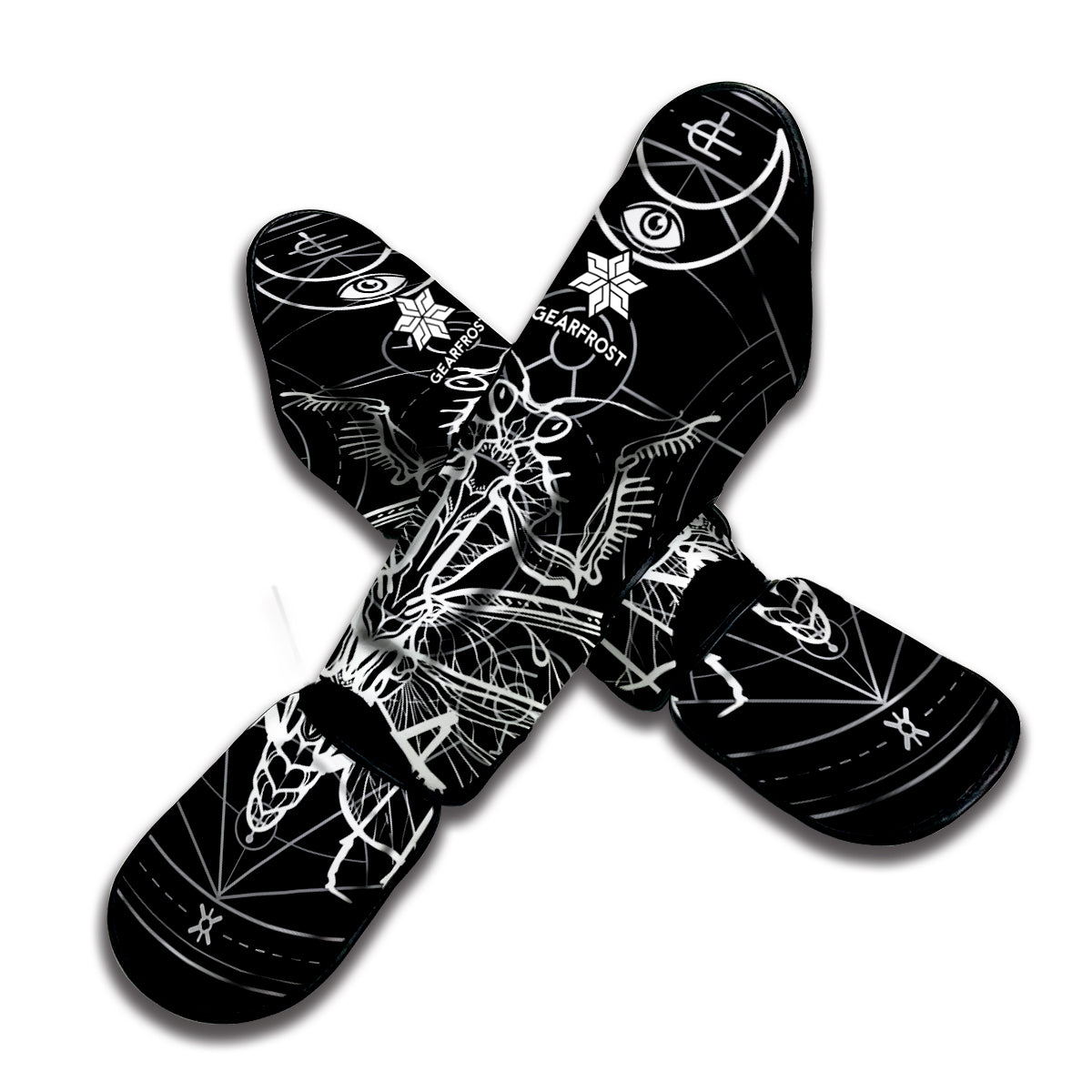 Black And White Mantis Spirit Print Muay Thai Shin Guard