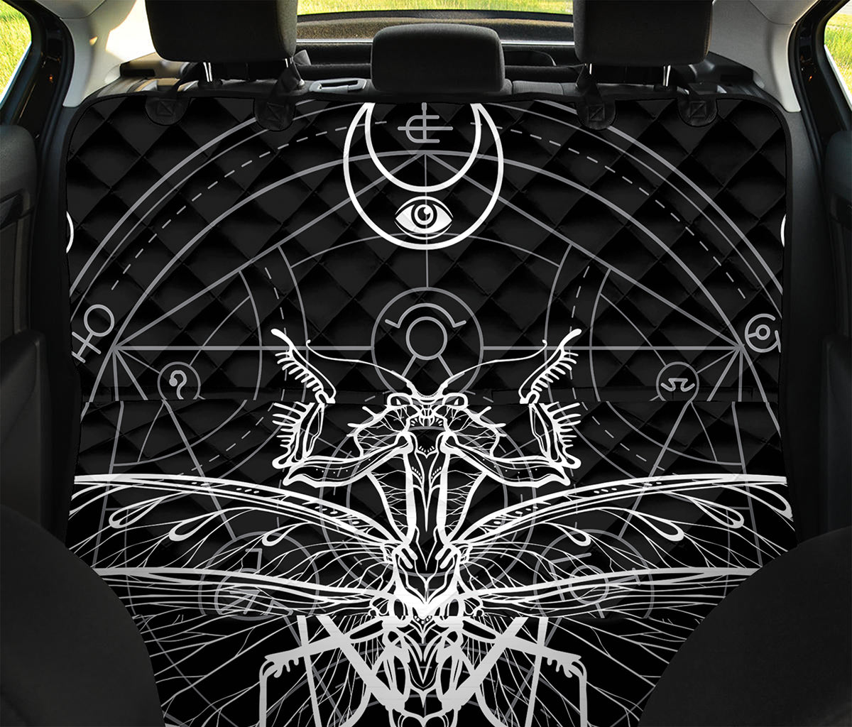 Black And White Mantis Spirit Print Pet Car Back Seat Cover