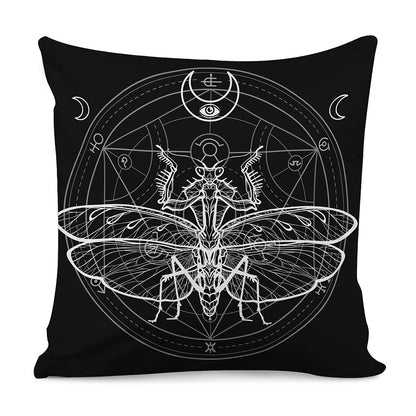 Black And White Mantis Spirit Print Pillow Cover