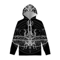 Black And White Mantis Spirit Print Pullover Hoodie