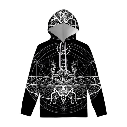 Black And White Mantis Spirit Print Pullover Hoodie