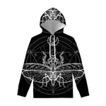 Black And White Mantis Spirit Print Pullover Hoodie