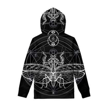 Black And White Mantis Spirit Print Pullover Hoodie