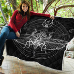 Black And White Mantis Spirit Print Quilt