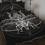 Black And White Mantis Spirit Print Quilt Bed Set