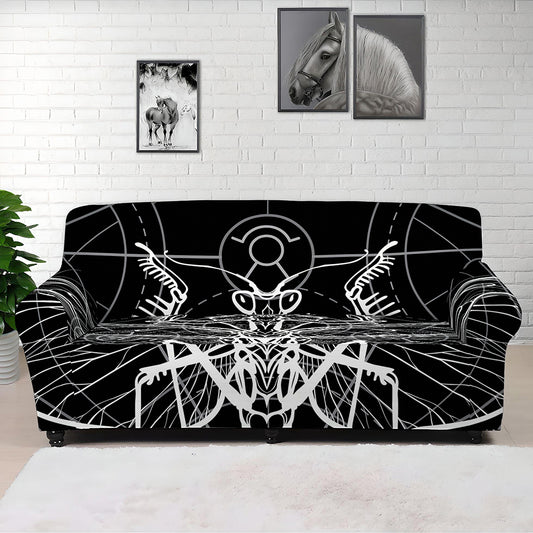 Black And White Mantis Spirit Print Sofa Cover