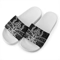 Black And White Mantis Spirit Print White Slide Sandals