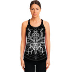 Black And White Mantis Spirit Print Women's Racerback Tank Top