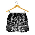 Black And White Mantis Spirit Print Women's Shorts