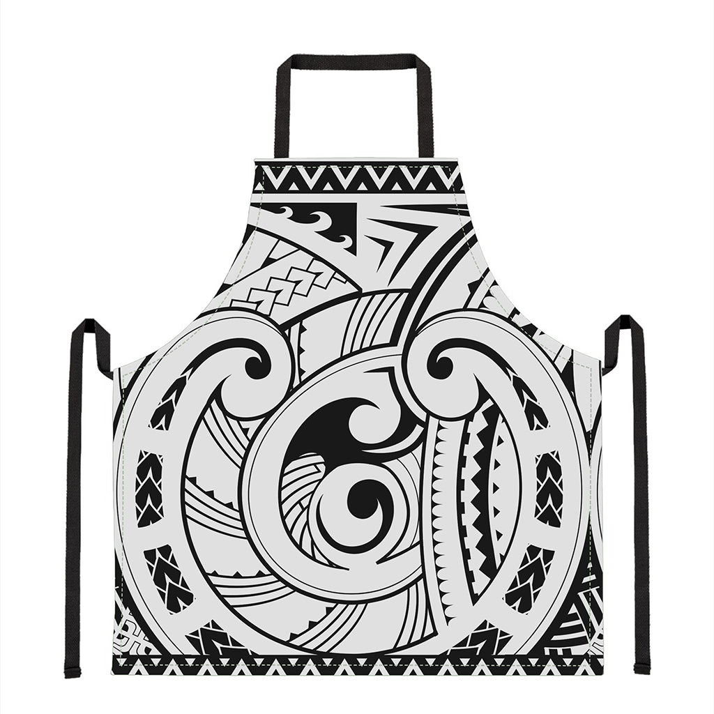 Black And White Maori Pattern Print Apron