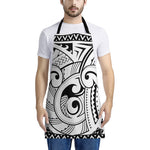 Black And White Maori Pattern Print Apron