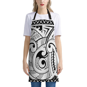 Black And White Maori Pattern Print Apron