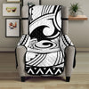 Black And White Maori Pattern Print Armchair Protector