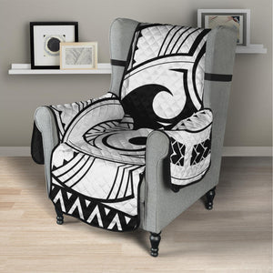 Black And White Maori Pattern Print Armchair Protector