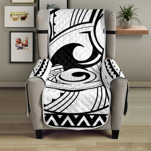 Black And White Maori Pattern Print Armchair Protector