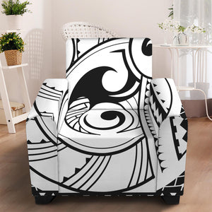 Black And White Maori Pattern Print Armchair Slipcover