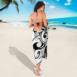 Black And White Maori Pattern Print Beach Sarong Wrap