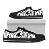 Black And White Maori Pattern Print Black Low Top Shoes