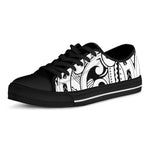 Black And White Maori Pattern Print Black Low Top Shoes