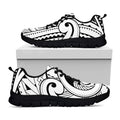 Black And White Maori Pattern Print Black Running Shoes