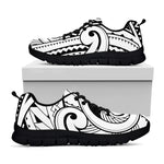 Black And White Maori Pattern Print Black Sneakers