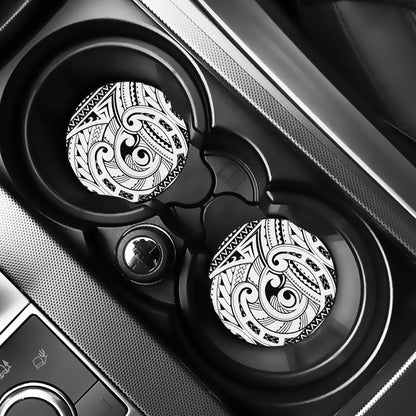 Black And White Maori Pattern Print Car Coasters