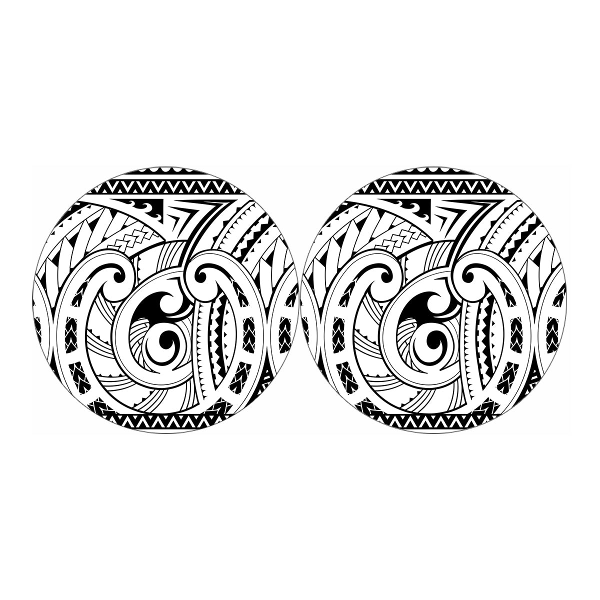 Black And White Maori Pattern Print Car Coasters