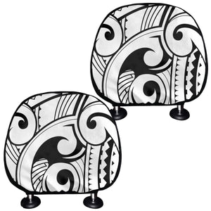 Black And White Maori Pattern Print Car Headrest Covers