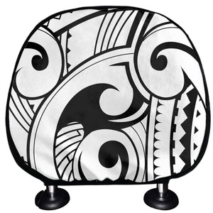 Black And White Maori Pattern Print Car Headrest Covers