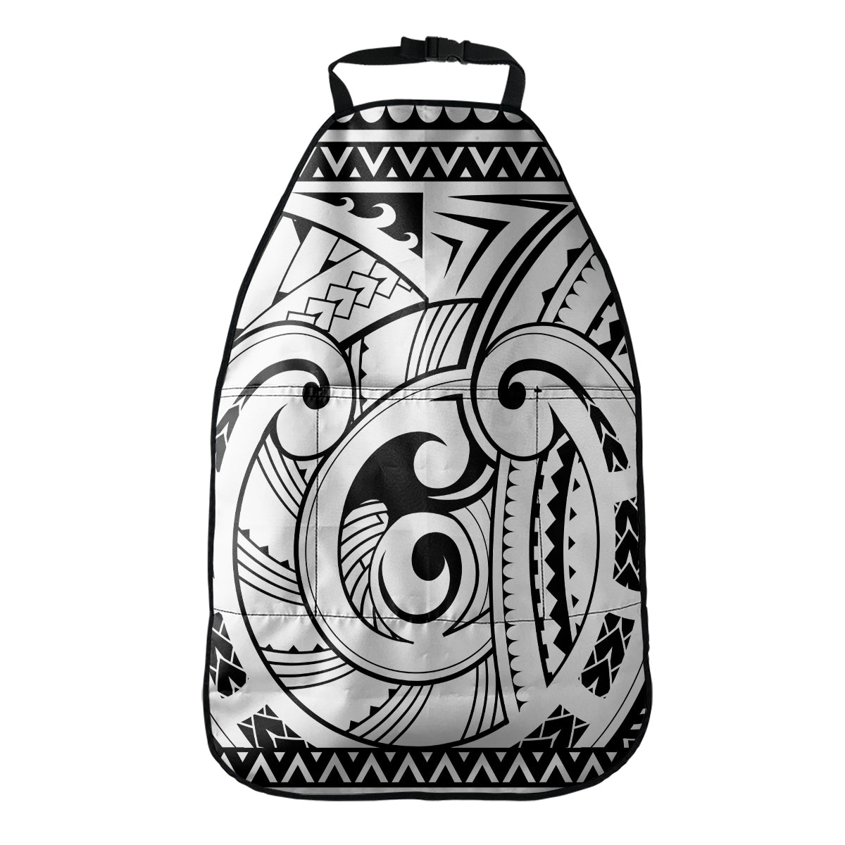 Black And White Maori Pattern Print Car Seat Organizers