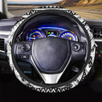 Black And White Maori Pattern Print Car Steering Wheel Cover