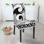 Black And White Maori Pattern Print Dining Chair Slipcover